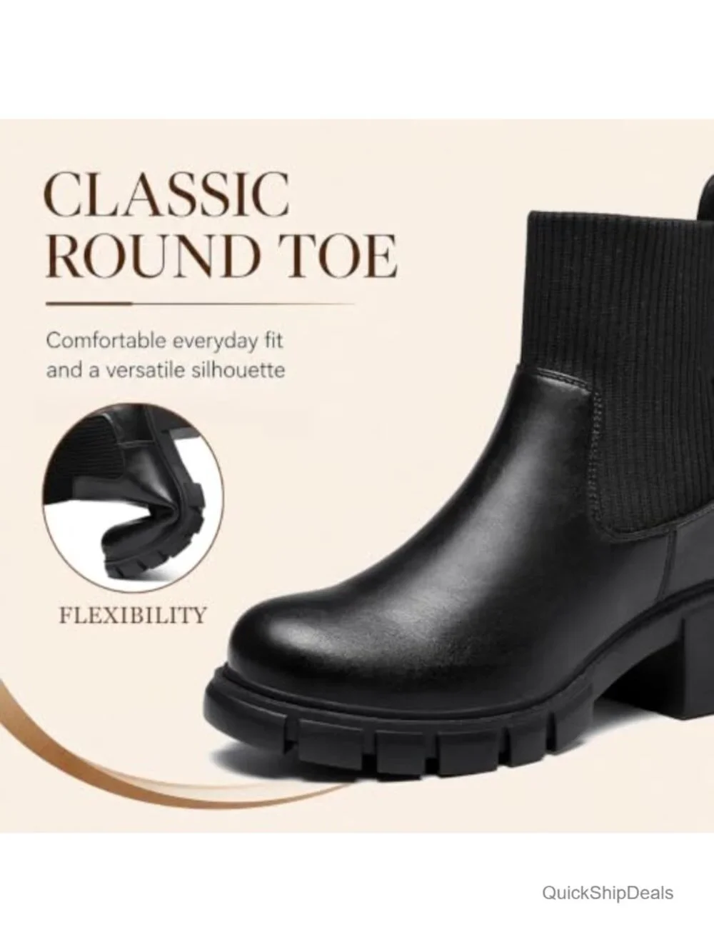 Women's Chelsea Boots Chunky Lug Sole Ankle Boots